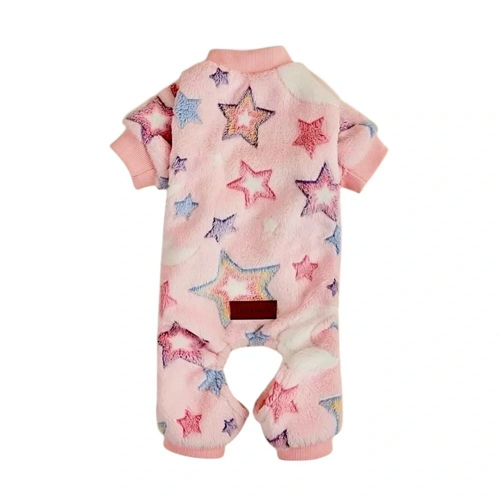 ULTRA SOFT STAR PATTERNED DOG ONSIE IN PINK - BRAND NEW